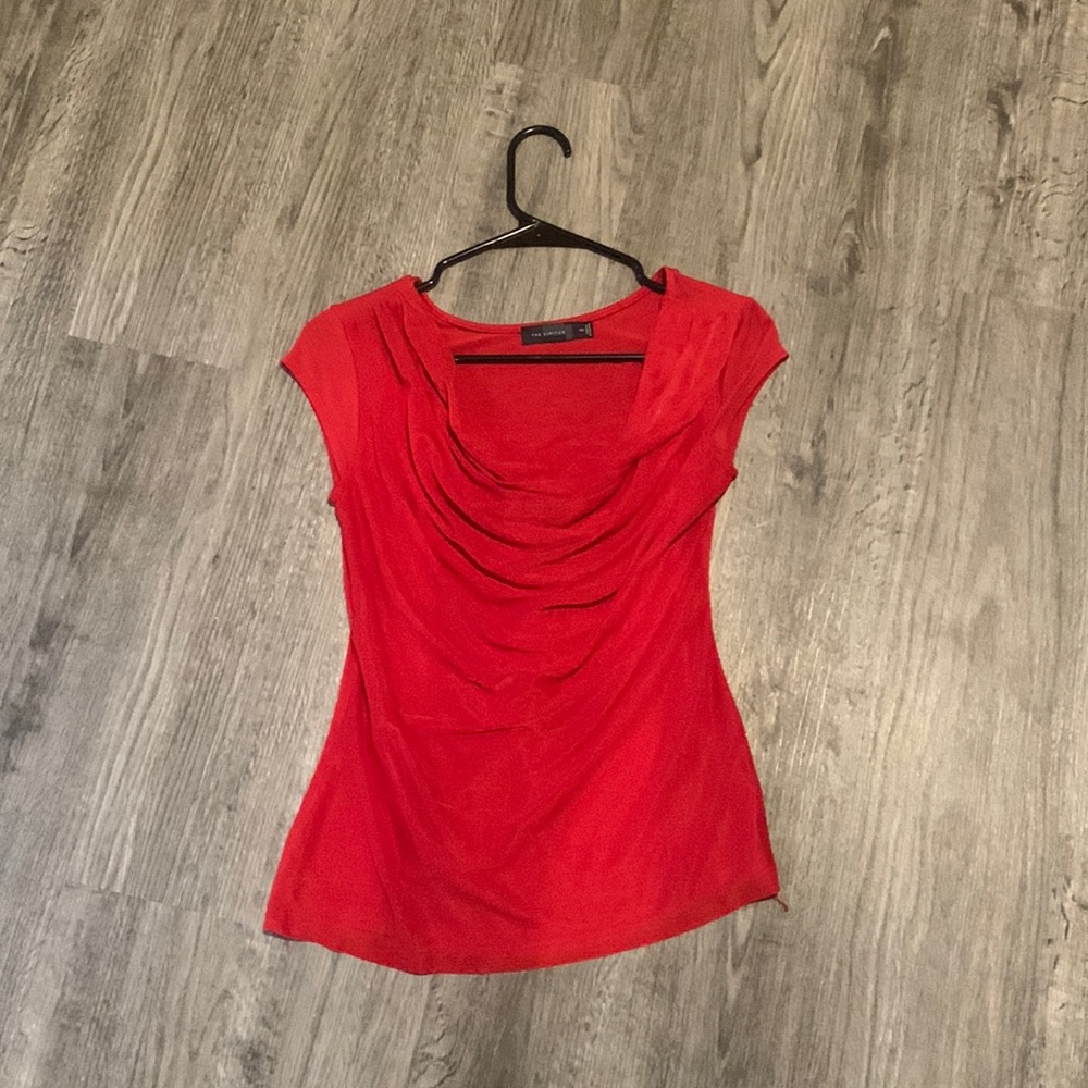 The Limited Red Scoop Neck Short Sleeve Blouse Size XS